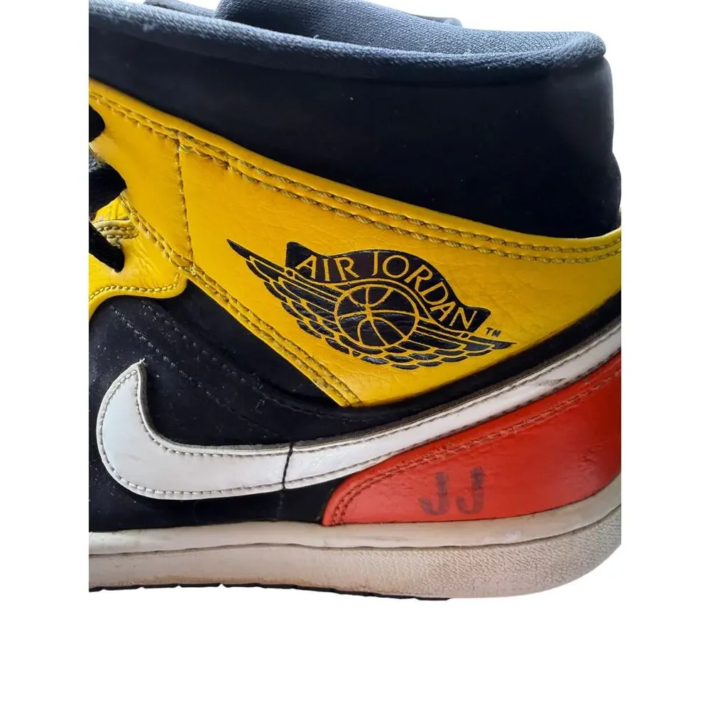 Nike Air Jordan 1 Mid Black Yellow Red Sneakers Men's Size 9.5 852542-087